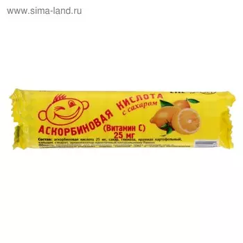 Аскорбиновая кислота с сахаром, лимон, 10 шт. по 3 г