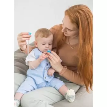 Аспиратор назальный с отводной трубкой, цвет голубой