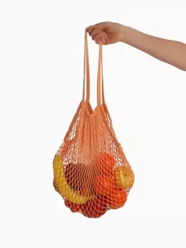 Сумка-авоська хозяйственная, клетка 1.5 см, оранжевая