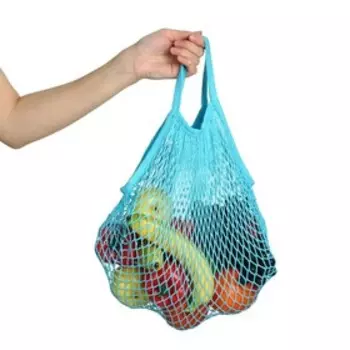 Сумка-авоська хозяйственная, клетка 1.5 см, бирюзовая