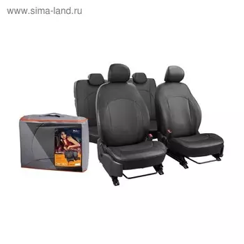 Авточехлы Airline ACCS-A-14 "Alonso", Hyundai Solaris, Kia Rio 2011-, 13 предметов, экокожа, черный