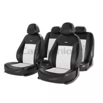 Авточехлы Atom Leather Ромб, экокожа, черный/белый