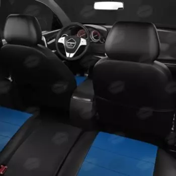 Авточехлы для Audi 80 B4 с 1991-1996 г., седан, перфорация, экокожа, цвет синий, чёрный