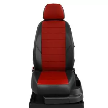 Авточехлы для Chevrolet Aveo 1 с 2003-2010 г., седан, перфорация, экокожа, цвет красный, чёрный