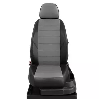 Авточехлы для Citroen C5 1 с 2000-2008 г., седан, перфорация, экокожа, цвет тёмно-серый, чёрный