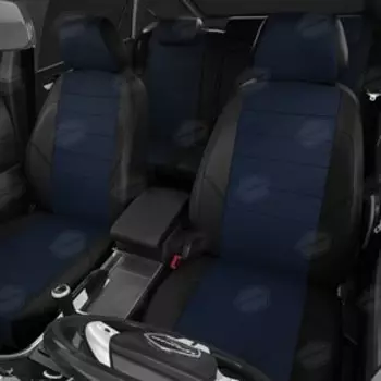 Авточехлы для Ford Focus 2 с 2005-2011 г., седан, хэтчбек, универсал, купе, жаккард, экокожа, цвет синий, чёрный