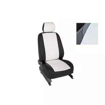 Авточехлы для Hyundai Solaris II sd, сплошная, 2017-н.в, белый , экокожа, набор