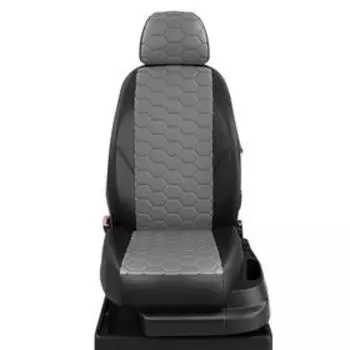 Авточехлы для KIA Ceed 1 с 2006-2012 г., купе, перфорация, экокожа, цвет тёмно-серый, чёрный
