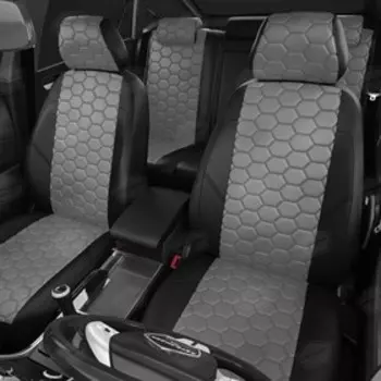 Авточехлы для KIA Soul 2 с 2014-2019 г., хэтчбек, перфорация, экокожа, цвет тёмно-серый, чёрный