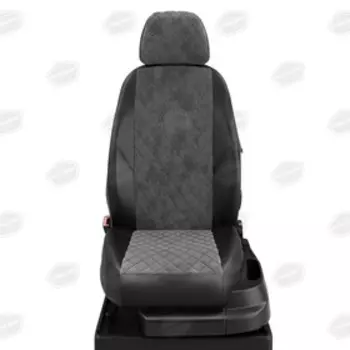 Авточехлы для Nissan Pathfinder 3 с 2004-2014 г., джип, алькантара, экокожа, цвет тёмно-серый, чёрный