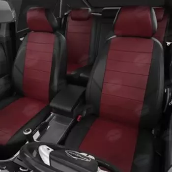 Авточехлы для Nissan Qashqai 2+ J10 с 2010-2013 г., 5 мест, джип, перфорация, экокожа, цвет бордовый, чёрный