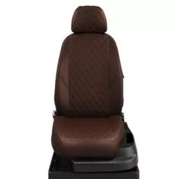 Авточехлы для Nissan X-trail NEW с 2015-н.в. джип Т-32 Задние спинка и сиденье 40/60. Задний подлокотник, 5 подголовников. Середина: экокожа шоколад с