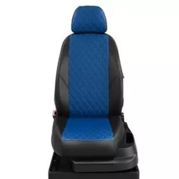 Авточехлы для Nissan X-trail T30 с 2001-2007 г., джип, перфорация, экокожа, цвет синий, чёрный