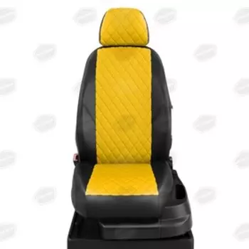 Авточехлы для Opel Astra J с 2011-2018 г., купе, перфорация, экокожа, цвет жёлтый, чёрный