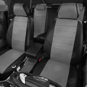 Авточехлы для Peugeot 4007 с 2007-2012 г., джип, перфорация, экокожа, цвет тёмно-серый, чёрный