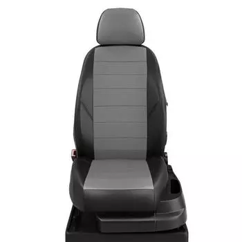 Авточехлы для Peugeot Traveller с 2018-н.в., 8 мест, фургон, минивэн, перфорация, экокожа, цвет тёмно-серый, чёрный