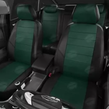 Авточехлы для Renault Duster 2 с 2021-н.в., джип, перфорация, экокожа, цвет зелёный, чёрный