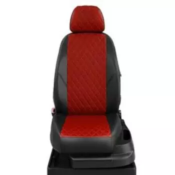 Авточехлы для Skoda Rapid 1 SPORT с 2012-2020 г., лифтбек, перфорация, экокожа, цвет красный, чёрный