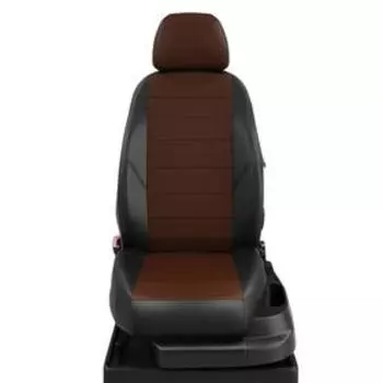 Авточехлы для Skoda Rapid 2 с 2020-н.в., лифтбек, перфорация, экокожа, цвет шоколад, чёрный