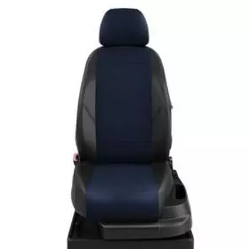 Авточехлы для Skoda Rapid 2 SPORT с 2020-н.в., лифтбек, жаккард, экокожа, цвет синий, чёрный