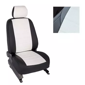 Авточехлы для Skoda Rapid, (40/60), c задним подлокотником, 2018-н.в, белый , экокожа, набор 73277