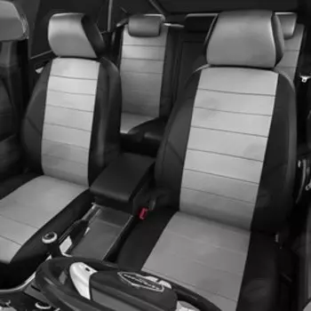 Авточехлы для Toyota LandCruiser 200 с 2015-2021 г., джип, перфорация, экокожа, цвет серый, чёрный