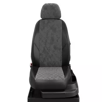 Авточехлы для Toyota Verso 1 с 2009-2012 г., 7 мест, микровэн, алькантара, экокожа, цвет тёмно-серый, чёрный