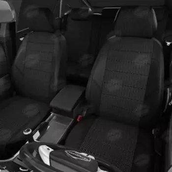 Авточехлы для Лада Калина Кросс с 2015-н.в., седан, хэтчбек, универсал, жаккард, экокожа, цвет чёрный