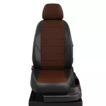 Авточехлы для Volkswagen Polo 6 с 2020-н.в., лифтбек, перфорация, экокожа, цвет шоколад, чёрный