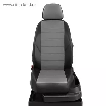 Авточехлы для Volkswagen Polo 6 SPORT с 2020-н.в., лифтбек, перфорация, экокожа, цвет тёмно-серый, чёрный