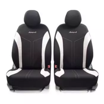 Авточехлы FLEX, материал износостойкий полиэстер, вставки из хлопка, 2 мм поролон, 3D крой, 11 предметов, 5 подголовников, 2 молнии, AIRBAG черно-белый