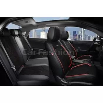 Авточехлы каркасные 5D DIAMOND PLUS, черно-красные, комплект