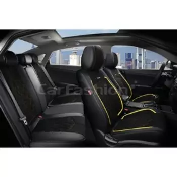 Авточехлы каркасные 5D DIAMOND PLUS, черно-желтые, комплект