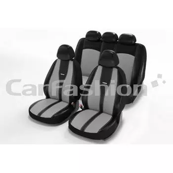 Авточехлы Major, экокожа, светло-серый/черный/серый/черный