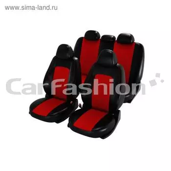 Авточехлы Ranger, экокожа, черный/красный