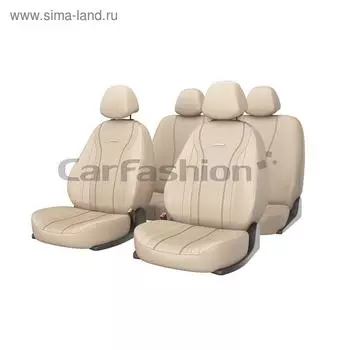 Авточехлы Tiltan, экокожа, бежевый/коричневый