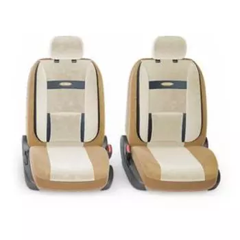 Авточехлы универcальные AUTOPROFI COMFORT, COM-1105 D.BE/L.BE (M), велюр, набор из 11 предметов, цвет тёмно-бежевый/светло-бежевый