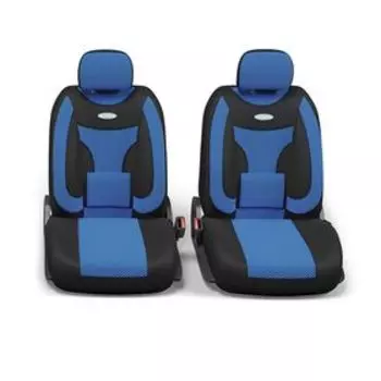 Авточехлы универcальные AUTOPROFI EXTRA COMFORT, ECO-1105 BK/BL (M), формованный велюр, набор из 11 предметов, цвет чёрный/синий