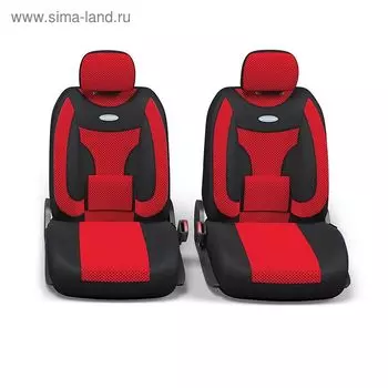 Авточехлы универcальные AUTOPROFI EXTRA COMFORT, ECO-1105 BK/RD (M), формованный велюр, набор из 11 предметов, цвет чёрный/красный