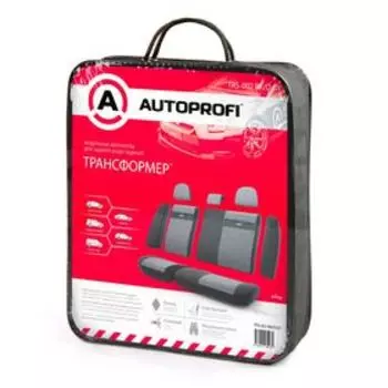 Авточехлы универcальные AUTOPROFI Трансформеры, TRS-002 BK/D.GY, велюр, набор из 11 предметов, задний ряд, цвет чёрный/тёмно-серый