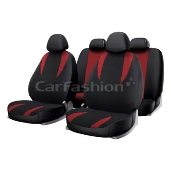 Авточехлы универсальные CarFashion GOLF, полиэстер, красный/черный