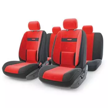 Авточехлы универсальные COMFORT COM-1105 черный/красный, 11 предметов