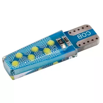 Автолампа диод Skyway T10 (W5W), 12V, 12 COB диодов без цоколя 1-конт, белая