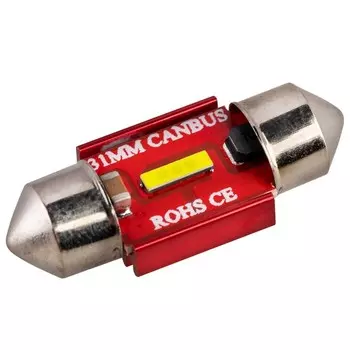 Автолампа диод Skyway T11(C5W), 12-24V, 1 SMD диод Skyway 1-конт 31мм биполярная обманка, белая 97