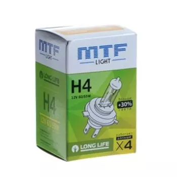 Автолампа MTF, Standard +30%, H4, 12 В, 60/55 Вт