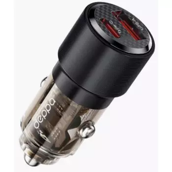 Автомобильное зарядное устройство Deppa (11217) USB-C, USB A, QC 3.0, Cristal, прозрачный