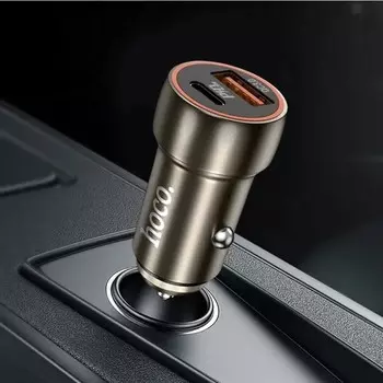 Автомобильное зарядное устройство Hoco Z46, 1 Type-C, 1 USB,20 Вт + 18 Вт,3 А,PD + QC,чёрное