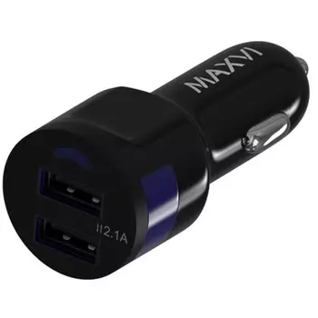 Автомобильное зарядное устройство Maxvi (CCM-212 Plus T), 2.1 A, 0.5 м, чёрный