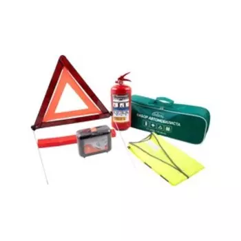 Автомобильный набор ARBORI Basic, аптечка, жилет, огнетушитель, знак, перчатки