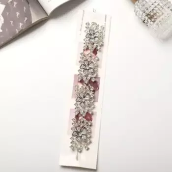 Аксессуар для волос "Зара" цветы, 23х3,5 см, серебро